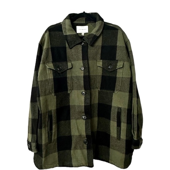 Lucky Brand Green and Black Plaid Utility Jacket - Picture 1 of 9